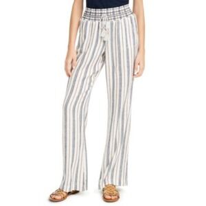 Rewash Striped Linen Pants Womens M Wide Leg Pull On Relaxed Fit Coastal Resort